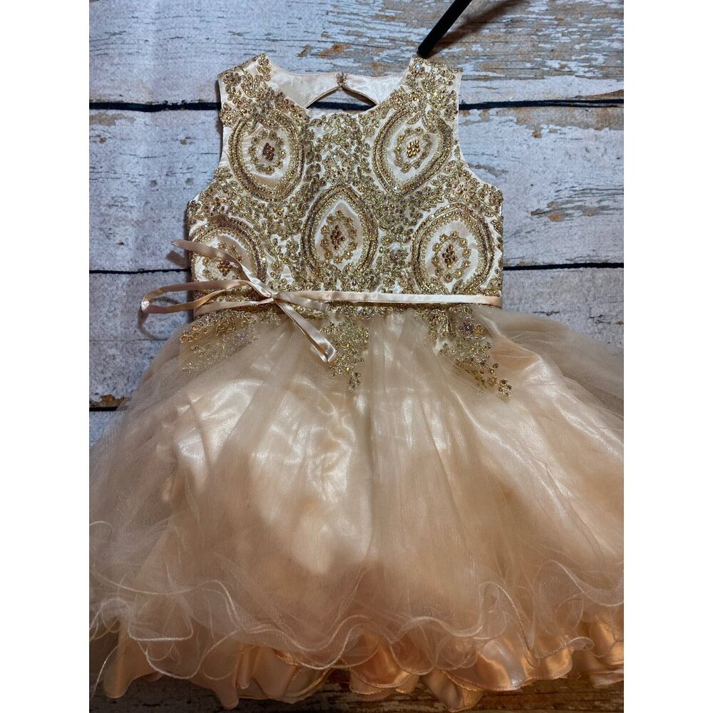 Petite Adele Gold Beaded Dress